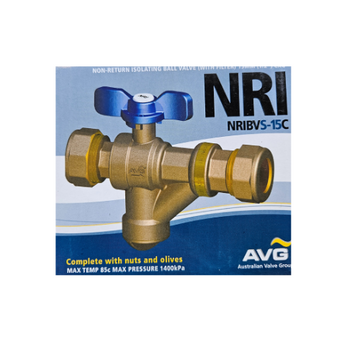 AVG 15mm Non Return Isolation B/Valve c/w Filter CxC - NRIBVS-15C - 0