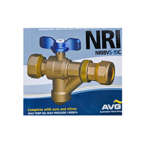 AVG 15mm Non Return Isolation B/Valve c/w Filter CxC - NRIBVS-15C