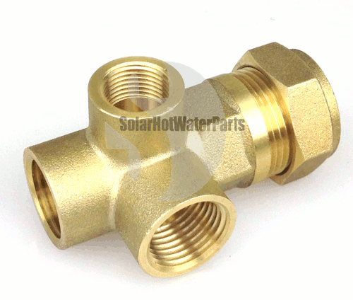 22mm Compression X 10mm And 1/2" Tee Solar Collector Connection