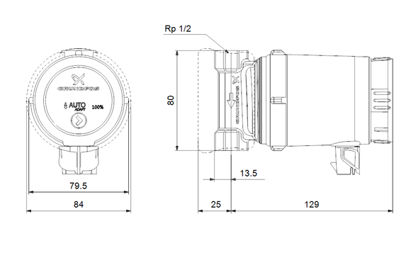 Grundfos Comfort 15-14 B TA GB Auto Adapt Domestic Hot Water Recirculation Pump