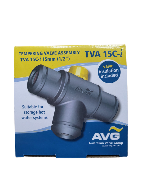 AVG 15mm Tempering Valve c/w Insulation (yellow cap) - TVA15C-I