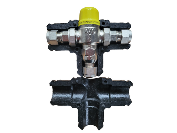 AVG 15mm Tempering Valve c/w Insulation (yellow cap) - TVA15C-I